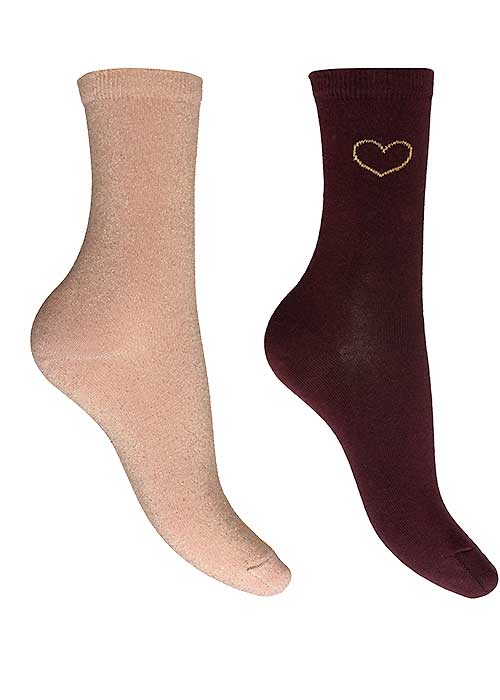 Charnos All Over Sparkle and Heart Socks Wine 2 Pair Pack Product image