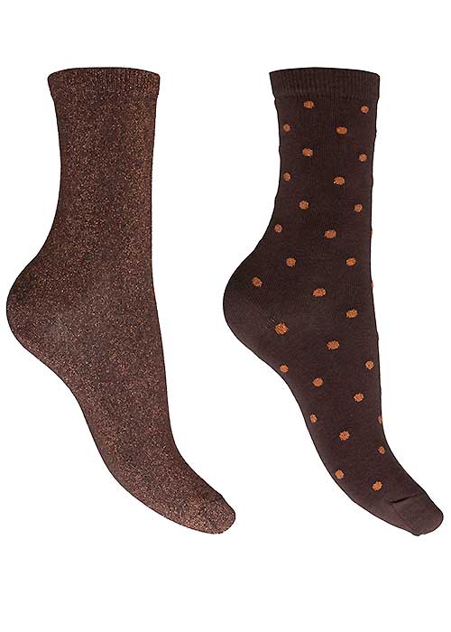 Charnos All Over Sparkle and Spot Socks Chocolate 2 Pair Pack Product image