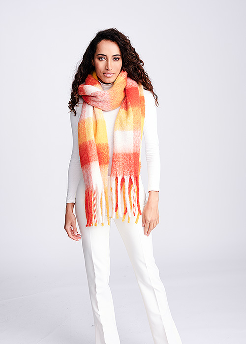 Pia Rossini Natalie Orange Check Scarf Product image